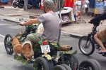 Xế khủng 9 bánh chở cờ hó đi dạo tại Sài Gòn