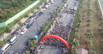 Hội Mô tô TPHCM dẫn đoàn đua xe đạp nhìn từ Flycam