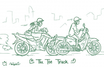 Hình ảnh biếm họa về văn hóa giao thông trên chiếc xe máy tại VN
