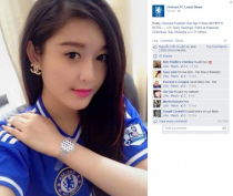 Ảnh Á hậu Huyền My xuất hiện trên fanpage của đội bóng Chelsea
