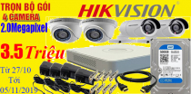 Trọn Bộ 4 CAMERA 2.0MP HIKvision Giá Rẻ